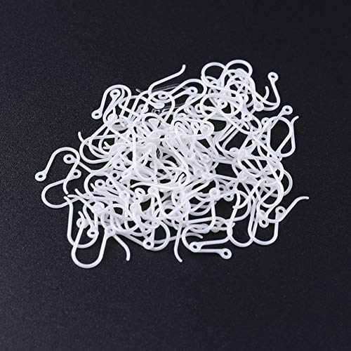 AKOAK 50pc 0.65mm Non-Allergenic Plastic Ear Wire Hooks Earring Findings fit DIY Jewelry (Silver)