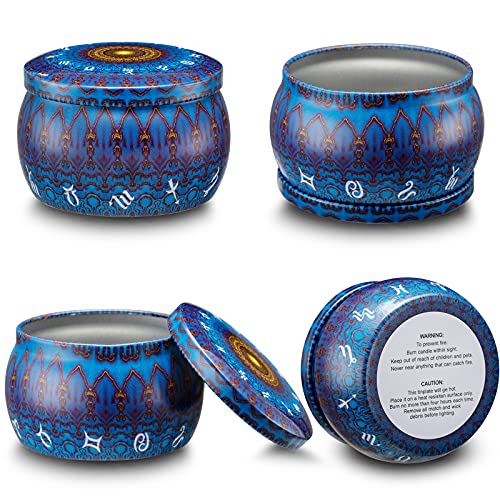 Ahyiyou DIY Zodiac Candle Tins 4.4oz 28 Pieces 28 Color, Round Containers with Lids, Candle Wicks, Wicks Holder, Wicks Stickers for Candle Making, Arts & Crafts, Storage & More