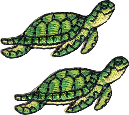 Turtle - Green SET OF TWO ! - Embroidered Sew or Iron on Patch