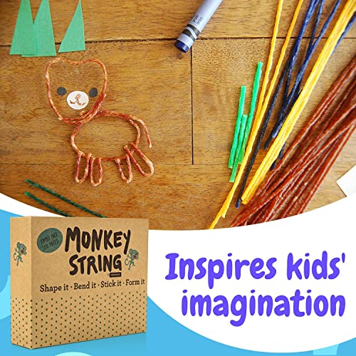 Impresa Products 500 Piece Pack of Original Monkey String (Jumbo Pack) - Bendable, Sticky Wax Yarn Stix, 6 inch Wax Sticks in Bulk - Great Toys for Home and Travel, 13 Colors