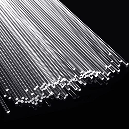 Vicenpal 120 Pieces 10 Inch Clear Acrylic Rods 1/8 Inch Diameter Acrylic Dowel Rods Round Acrylic Sticks Acrylic Strip for DIY Crafts Party Decorations Gardening