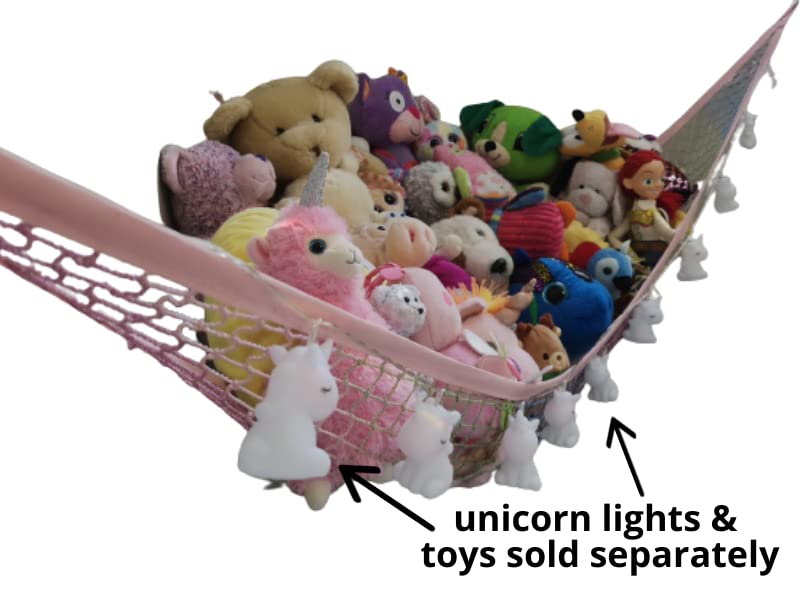 MiniOwls Storage Hammock Stuffed Toys Organizer - Fits 20-30 Plush Animals. Great Mermaid Gift for Girls. Instead of Bins and Toy Chest – Displays Teddies Easily. (Unicorn, Large (Pack of 1)