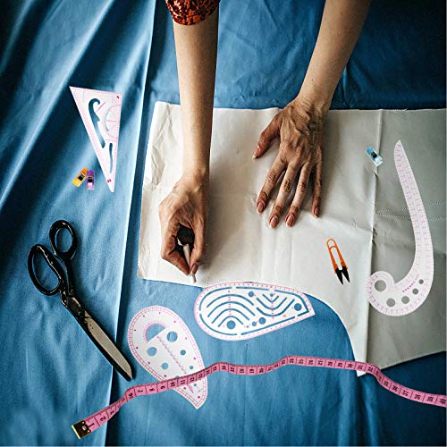 Sewing Rulers Set, 9 Styles Plastic Sew French Curve Ruler, Metric Sewing Measuring Tools for Designers and Tailors, Perfect for Drawing, Craft, Sewing Project and DIY by Sunenlyst (Style B-9PCS)