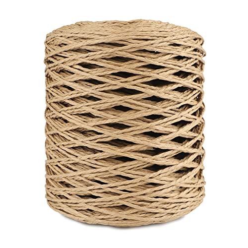 jijAcraft 656 Feet Natural Paper String,2mm Twisted Raffia Ribbon,2Ply Raffia Paper Twine Rope,Brown Raffia Yarn String for Gift Wrapping,Crafting Florist Bouquets Decoration,Crochet Summer Sun Hat