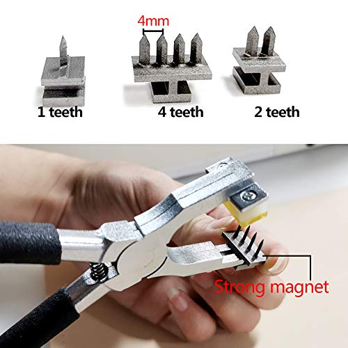 Stitching Hole Punch BUTUZE, 4mm Silent Rhombus Leather Hand Pliers with Leather Needle, Wooden Needle Case, Waxed Thread for Belts, Straps, Saddles, Shoes, Fabric DIY
