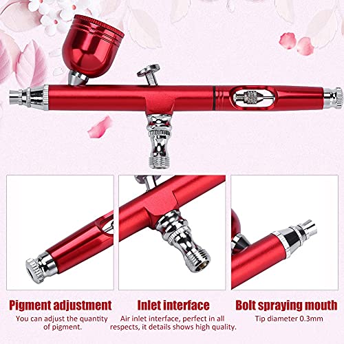 Airbrush Cake Decorating System, Gravity Feed Airbrush Gun Makeup Spary Gun with Dropper and Wrench 0.3mm Needle Air Brush for Nail Temporary Tattoo