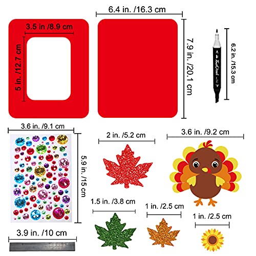 Winlyn 12 Sets Fall Craft Kits Fall Thanksgiving Picture Frame Decorations Art Sets Tree of Thanks Turkey Owl Smile Face Pumpkin Autumn Leaf Foam Stickers Arts and Crafts for Kids Party Activities