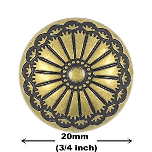 Bezelry 12 Pieces Cactus Flower Metal Shank Buttons. 20mm (3/4 inch) (Light Antique Brass)