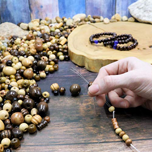 Fun-Weevz 700 Wooden Beads for Jewelry Making Adults, Assorted African Beads, Wood Beads for Craft Bracelets and Necklace Jewelry, Crafts Macrame Supplies, Round Bead Pack for Bracelet and Necklaces