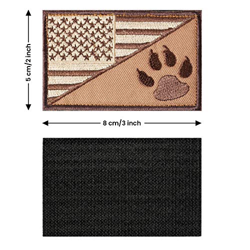 Tactical USA Flag with Tracker Paw Patriot American US Milltary Embroidered Applique Morale Hook & Loop Patch (Brown)