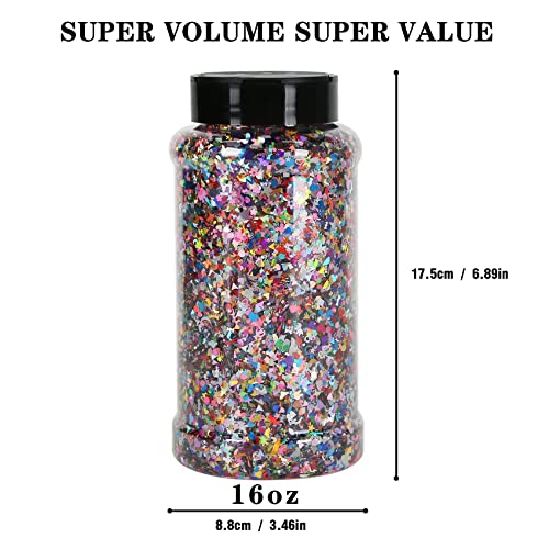 TORC Mix Color Shapes Chunky Glitter 16 OZ Glitter for Resin Crafts Arts Nail Art Cosmetic Festival Makeup
