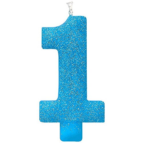 Blue Glitter #1 Birthday Candle - 5'', 1 Piece | Ideal for Memorable First Birthday Party