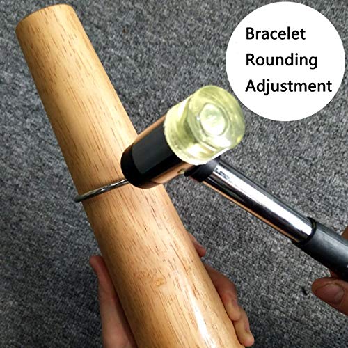 HEYMOUS Wood Bracelet Mandrel Round Plastic Wrist Sizer with Jewelers Hammer Rubber Mallet Bangle Shaper Tool Jewelry Making Tools Repair Kit