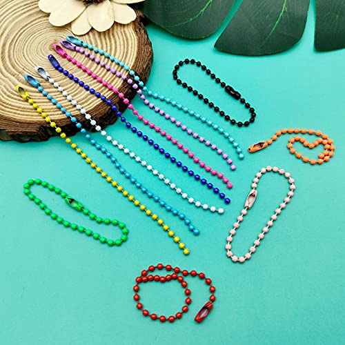 60Pcs Mixed Color Ball Chains Bead Connector Clasp,2.4 mm Nickel Plated Ball Chain Necklace Ball Bead Chain Extension Chains for Key Chains,Tags,Craft Projects,Dog Tag Ball Chain Jewelry Findings