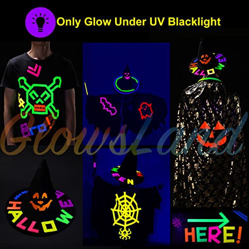 GlowsLand UV Blacklight Reactive Tape [10 Rolls], Fluorescent Neon Gaffer Tapes, 5 Colors, 0.6 inch* 16.8ft. per roll, for Black Light Party Supplies for Halloween