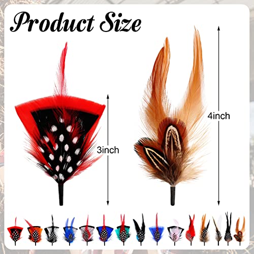 15 Pcs Hat Feathers Assorted Natural Feather for Fedora Hats Colorful Real Feathers Accessories for Women Men Party Decorations