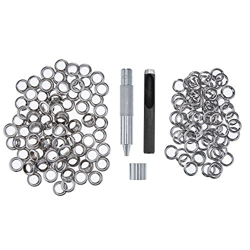 Grommet Tool Kit, Grommet Setting Tool and 100 Sets Grommets Eyelets with Storage Box (2/5 Inch Inside Diameter)