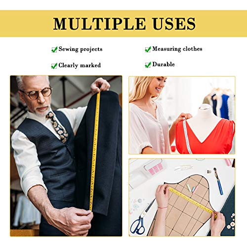 TTKLYN Tape Measure, Soft Tape Measure for Sewing Tailor Cloth Ruler, 120 Inches/300cm(Yellow) and 60 Inches/150cm(White) 2 Pack