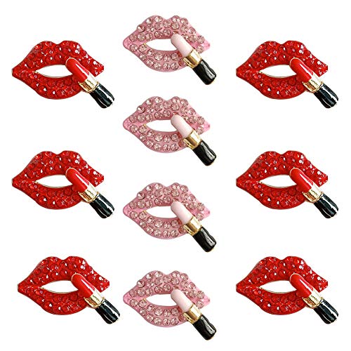 XQingmei 10 Pieces Color Rhinestone Red Lips Flatback Resin Decor Accessories Crystal Mud Stuffing Cute Charm Embellishments DIY Hair Clip Phone Case Ornament Scrapbook Crafts Suit
