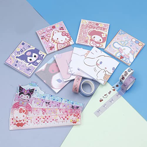G-Ahora Cartoon Kitty Pencil Cases Pouch Bag with Ruler Memo Washi Tape Little Devil Kitty Pens Bag School Supplies for Students(PC-KU)