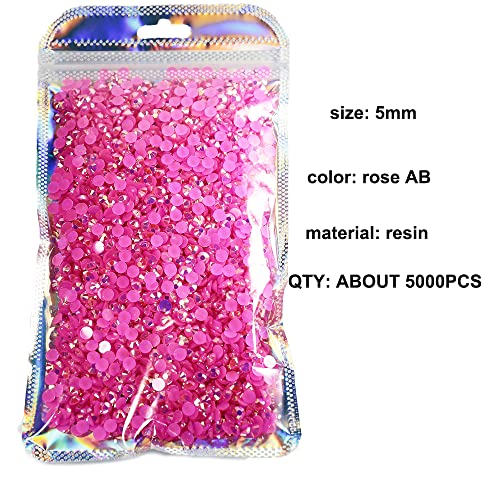 Yantuo Rose AB Jelly Rhinestones 5mm,5000 pcs Flatback Resin Stone for DIY Craft, Tumblers , Cup, Shoes, Makeup