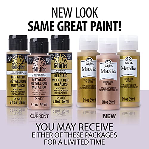 FolkArt Metallic Acrylic Paint in Assorted Colors (2 oz), 675, Champagne