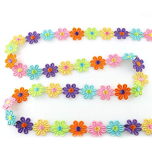 Tegg Daisy Lace 5 Yards 25mm/1inch Wide Colorful Daisy Flower Venise Trim Ribbons for Sewing or DIY Craft Decoration