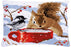 Vervaco Cross Stitch Christmas Embroidery Kits Pillow Front for Self-Embroidery with Embroidery Pattern on 100% Cotton, 15,75 x 15,75 Inches - 40 x 40 cm, Christmas Squirrel