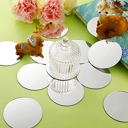 25 Pieces Mini Size Round Mirror Adhesive Small Round Mirror Craft Mirror Tiles for Crafts and DIY Projects Supplies (5 Inch in Diameter)(4 Inch in Diameter)