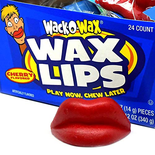 Wack-O-Wax Wax Lips 24-Count Box, Cherry Flavor
