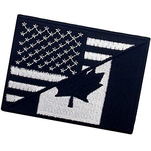 USA American United State Canada Flag Patch Embroidered Applique Iron On Sew On Emblem, White & Black