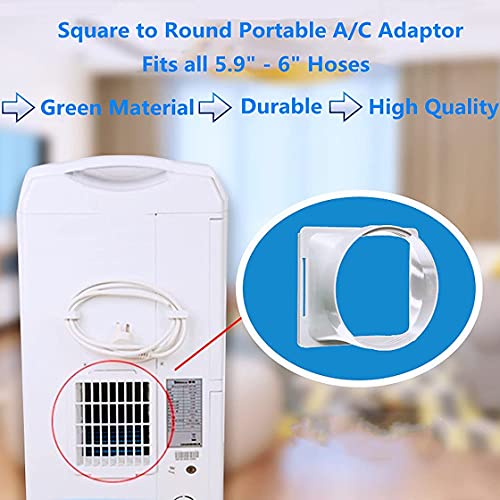 Gudoread 5.9 inch/6 inch Portable Air Conditioner Exhaust Hose Coupler, AC Unit Tube Connector Air Conditioning Accessories & Parts Window Adapter (Square)