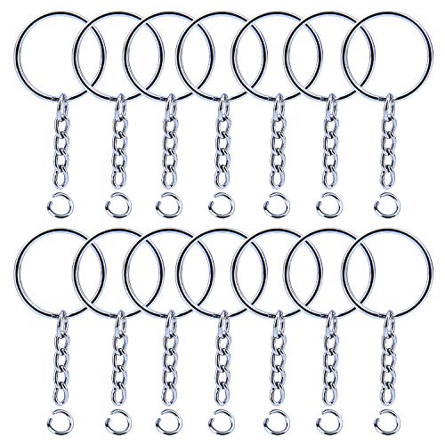 Livder 200 Pack Split Key Rings with Chain and Jump Rings Bulk Connector for DIY Arts Crafts, 1 Inch