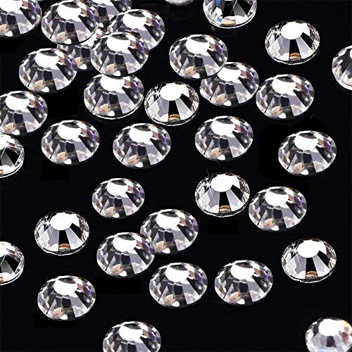 Onwon 1440 Pieces SS6 / 2mm Clear Crystal Flat Back Brilliant Round Rhinestones Glass Stones Glitter Gems Transparent Faux Diamond (Clear)