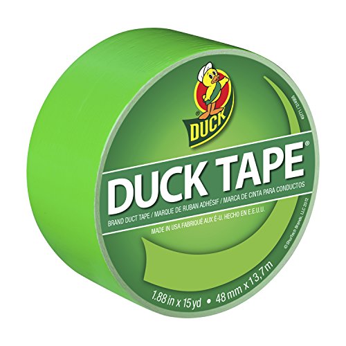 Duck Brand 1265018 Color Duct Tape Neon Lime Green, 1.88 Inches x 15 Yards, Ro, Single Roll