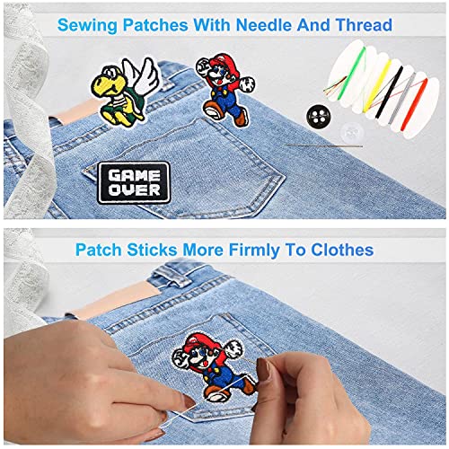 Iron on Patches,16 Pieces Embroidered Applique Patches,Sew Iron on Patches Fabric Repair Patches Cute Cartoon Anime Patches for Kids Adult Clothes Jeans Jackets Hats Shoes Backpacks