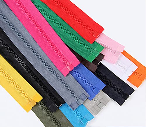 Zippers Colorful Resin Zippers Set #5 Plastic Zippers Pull Separating Zippers for Clothes DIY Coat Handbags Sewing Garment Craft Bags Mixed 14 Colors Resin Zippers (40cm) 16inch