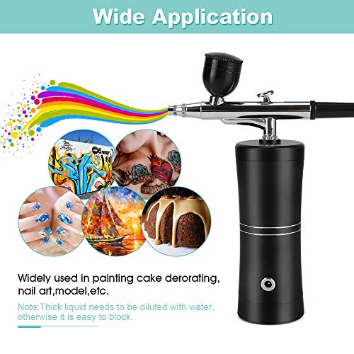 Airbrush Kit, Titoe Portable Handheld Mini Airbrush Compressor Set Kit with Air Brush Spray Gun for Makeup, Cake Decoration, Model Coloring, Manicure, Tattoo, Art Drawing(Black)
