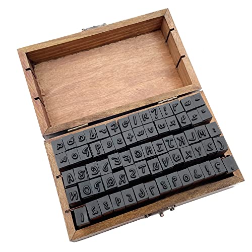 Alphabet Stamps 70 PCS Vintage Wooden Rubber Letter Number Alphabet Combination Letter Stamp Diary Ablum Wedding Letter Wood Rubber Stamp Set with Vintage Wooden Box Gift (Cursive Writing)