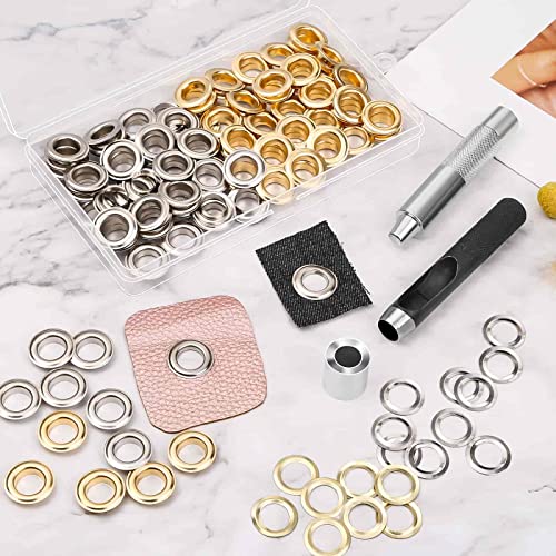 120 Sets Grommet Tool Kit 1/2 Inch, Cridoz Grommet Eyelets Kit with Setting Tools and Storage Box for Fabric, Tarps, Curtains