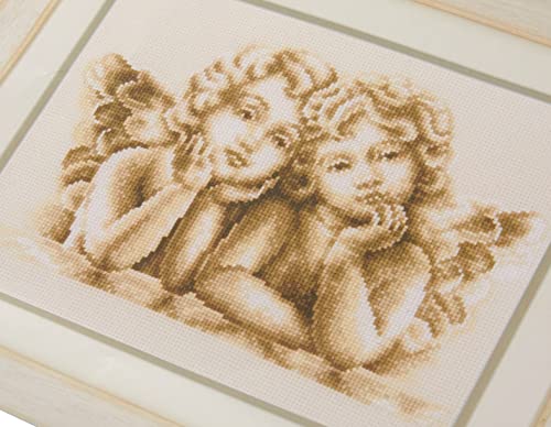 Vervaco Dreaming Angels on Aida Counted Cross Stitch Kit, 10" by 7.25"