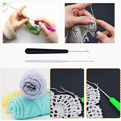 Pack of 5 Different Sizes Latch Hook Crochet Needle Hook Tools for Braid Hair, Scarf Carpet Making and Other Crafts