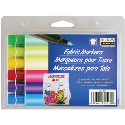 Uchida Marvy Bold Tip Fabric Marker Set Art Supplies, Brilliant Colors