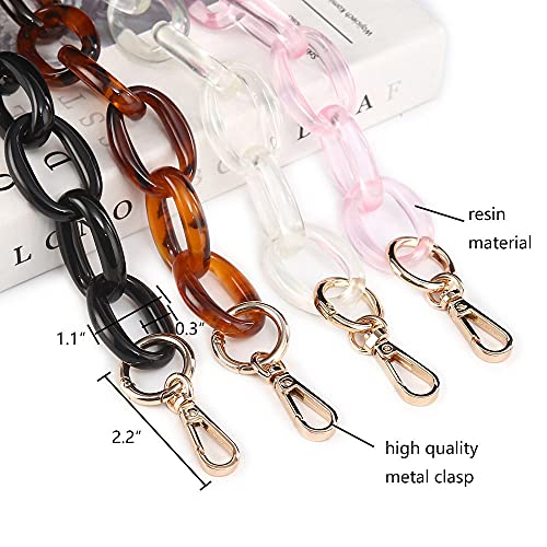 Xiazw Short Thick Resin Purse Bag Handle Shoulder Straps Replacement，Handbag Decoration Chain，Bag Accessories Charms (Clear with Gold Buckle)