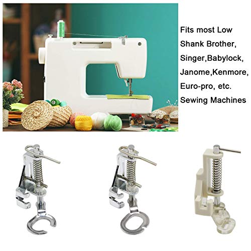 3pcs Large Metal Darning/Free Motion Sewing Machine Presser Foot for All Low Shank Brother Singer Babylock Janome and More Sewing Machines - Include Close Toe, Open Toe and Quilting Foot