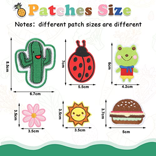 95 Pcs Assorted Styles Embroidered Patches Bulk Random Sew on Iron on Patch Applique DIY Backpack Patches Clothing Repair Patches for Clothes Dress Hat Jeans, Mixed Styles