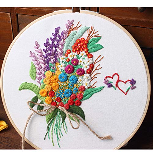 Konrisa Stamped Embroidery Kit with Pattern Floral DIY Sewing Cross Stitch Kits for Adult Flowers Plants Embroidery Starter Kit with Embroidery Floss,Hoops,Color Thread,Needle,Instruction,Set of 2