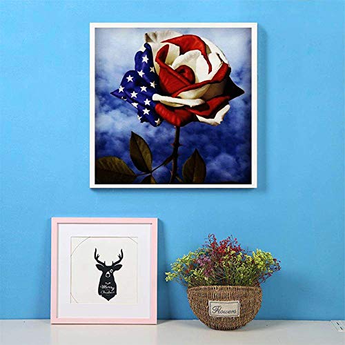 DIY 5D Diamond Painting by Number Kit for Adult, Full Drill Crystal Rhinestone Embroidery Cross Stitch Diamond Embroidery Dotz Kit Home Decor 12×12 Inch America Rose