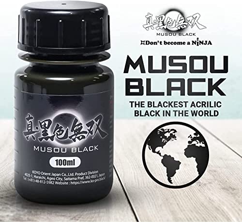 MUSOU BLACK, World Blackest Acrylic Paint, 100ml x 2 Pack, 3.38 Fl Oz (Pack of 2)