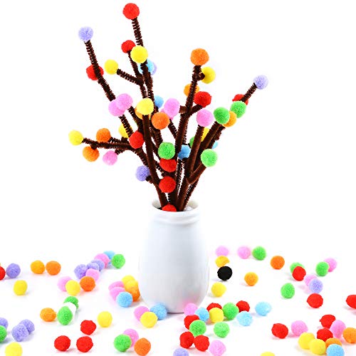 Caydo 2000 Pieces 20 Colors 1 cm Pompoms, Fuzzy Pom Poms Ball for DIY Art Craft Supplies